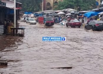 Conakry : des inondations récurrentes paralysent les activités commerciales à Enco5.